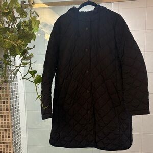 Max Mara Navy Blue Quilted Hooded Women's Coat